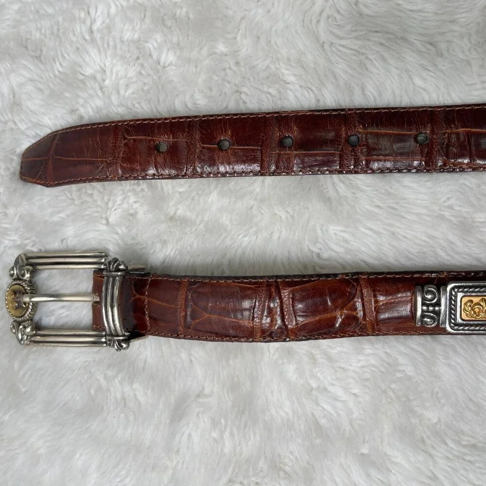 Brighton Museum Women's Brown Leather Rhinestone Belt Size Medium